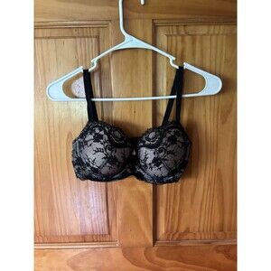 Victoria’s Secret Dream Angels Black Lace Lined Demi Bra Size 32DD